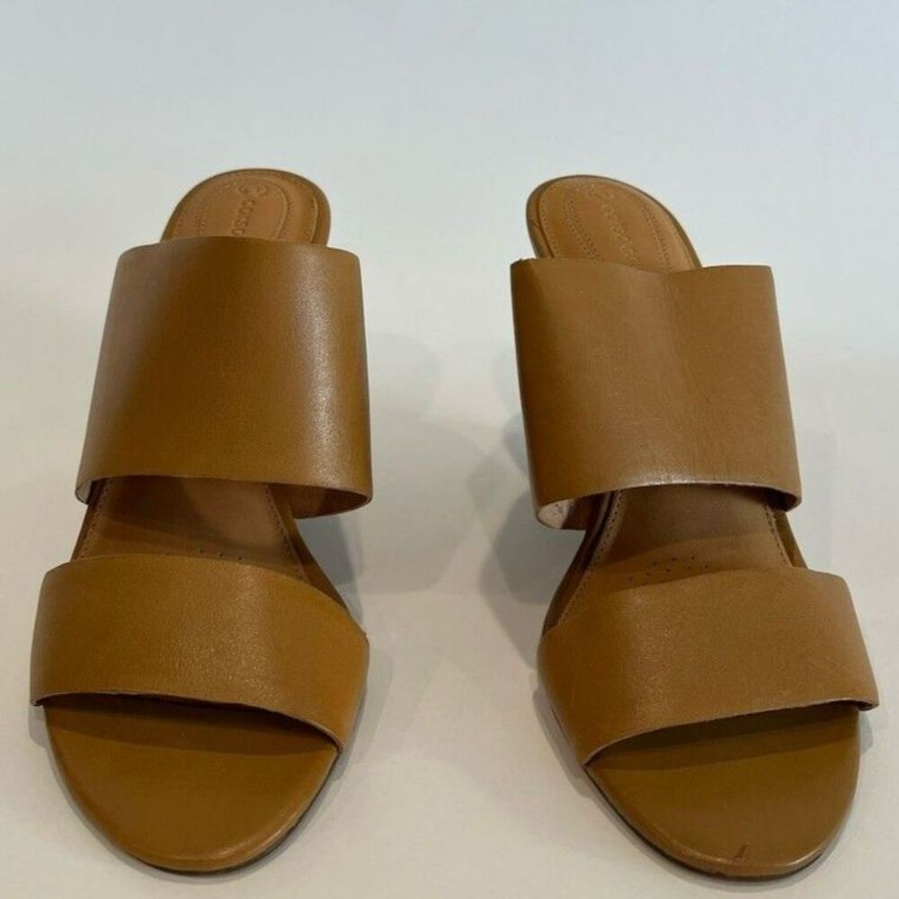 ✨ Corso Como Brown Leather Double Strap Wedge Sandals ✨